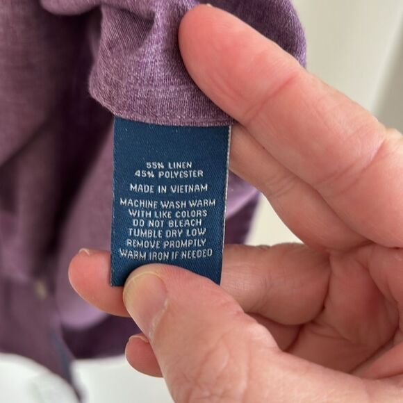 Cole Haan Men's linen blend Purple Button-Up button down casual Shirt XL NWOT! - Picture 8 of 10